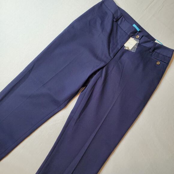 J McLaughlin Womens Size 10 NWT Mame Pant Birdseye Pique Cotton Blue - Picture 1 of 10